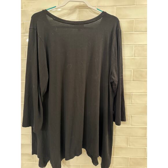 JM Collection Black Tunic Asymmetric Tunic Long Sleeves Top 3X - Picture 2 of 3